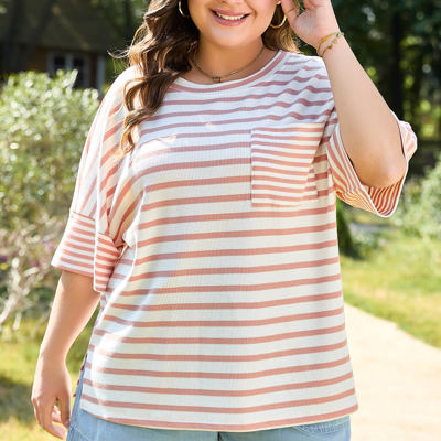 Amari Plus Size Stripe Waffle Knit Top