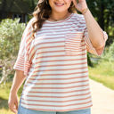 Pink Stripe XXXXL Amari Plus Size Stripe Waffle Knit Top