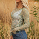  Amber Vintage Floral Mesh Long Sleeve Top