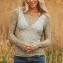  Amber Vintage Floral Mesh Long Sleeve Top