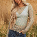  Amber Vintage Floral Mesh Long Sleeve Top