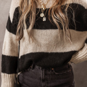  Amelia Colorblock Loose Pullover Sweater