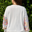  Amelia Floral Patchwork Sleeve Plus Sweatshirt