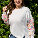  Amelia Floral Patchwork Sleeve Plus Sweatshirt