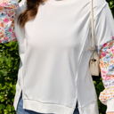  Amelia Floral Patchwork Sleeve Plus Sweatshirt