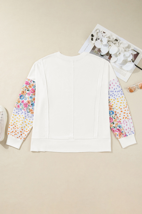 Amelia Floral Patchwork Sleeve Plus Sweatshirt