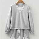 Light Grey Large Amelia Patchwork Drop Shoulder Pullover