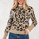 Brown Large Amelia Ribbed Detail Cuffed Sweater