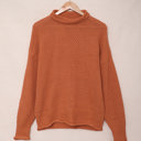 Orange Large Amelia Sleeve Turtleneck Sweater Long Sleeve Top