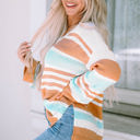  Amelia Stripe Long Sleeve Split Sweater