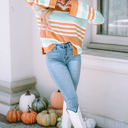  Amelia Stripe Long Sleeve Split Sweater