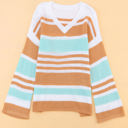  Amelia Stripe Long Sleeve Split Sweater