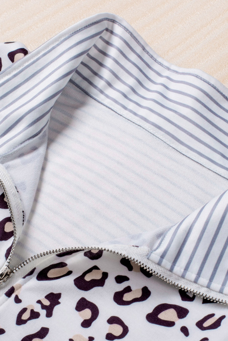 Amelia Zipper Collar Striped Sweatshirt