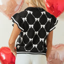  Amina Preppy Bow Zipped Collar Sweater