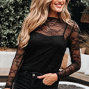  Amira Lace Crochet Mesh Slim Fit Long Sleeve Top