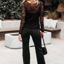  Amira Lace Crochet Mesh Slim Fit Long Sleeve Top