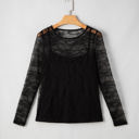  Amira Lace Crochet Mesh Slim Fit Long Sleeve Top