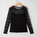  Amira Lace Crochet Mesh Slim Fit Long Sleeve Top