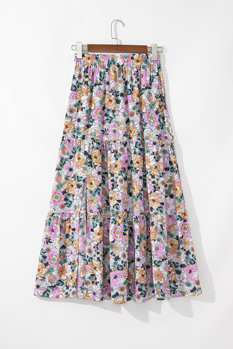 Amira Print Tiered Maxi Skirt