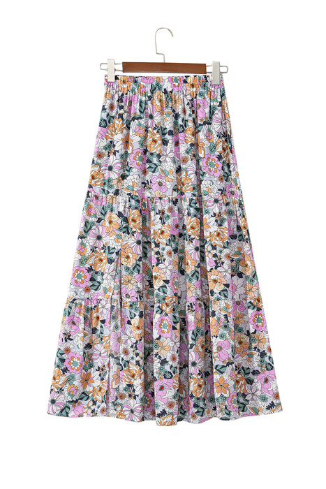 Amira Print Tiered Maxi Skirt