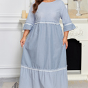  Amy Patchwork Shift Long PLUS Dress