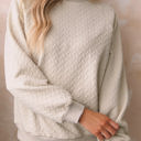 Beige Large Amy Textured Raglan Sleeve Pullover Sweatshirt