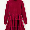 Racing Red Large Amy Velvet High Neck Tiered Ruffle Dress