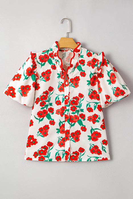 Amyra Floral  Puff Sleeve Blouse