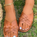  Ana Crossed Woven Flat Slippers