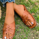 Ana Crossed Woven Flat Slippers