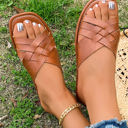  Ana Crossed Woven Flat Slippers