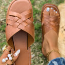  Ana Crossed Woven Flat Slippers