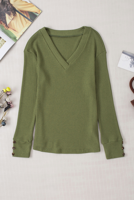 Anahi Textured Knit Cuffs Long Sleeve Top