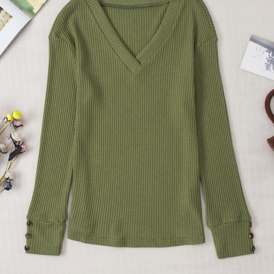 Anahi Textured Knit Cuffs Long Sleeve Top