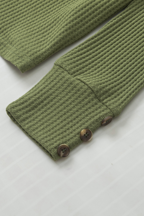 Anahi Textured Knit Cuffs Long Sleeve Top