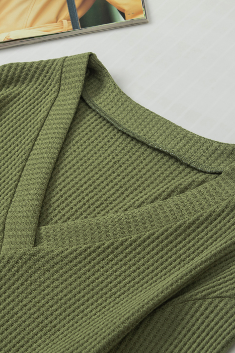 Anahi Textured Knit Cuffs Long Sleeve Top