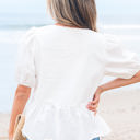  Anaiah Bow Knot Puff Sleeve Peplum Top