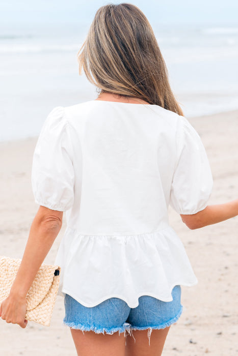 Anaiah Bow Knot Puff Sleeve Peplum Top