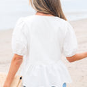  Anaiah Bow Knot Puff Sleeve Peplum Top