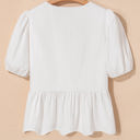  Anaiah Bow Knot Puff Sleeve Peplum Top