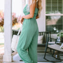  Analia Shirred High Waist Sleeveless V Neck Jumpsuit