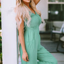  Analia Shirred High Waist Sleeveless V Neck Jumpsuit