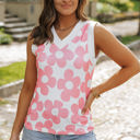  Andi Flower Knitted V Neck Tank Top