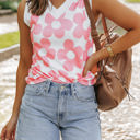 Pink Small Andi Flower Knitted V Neck Tank Top