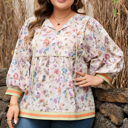  Andi Striped Detail Babydoll PLUS Blouse