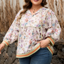  Andi Striped Detail Babydoll PLUS Blouse