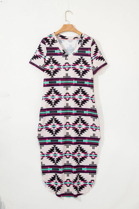 Andie Western Aztec Long T-shirt Dress