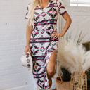 Beige XL Andie Western Aztec Long T-shirt Dress