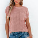  Andrea Lattice Textured Knit Short Sleeve Sweater