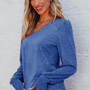  Andrea Shirred Shoulder Frilled Cuffs Long Sleeve Top